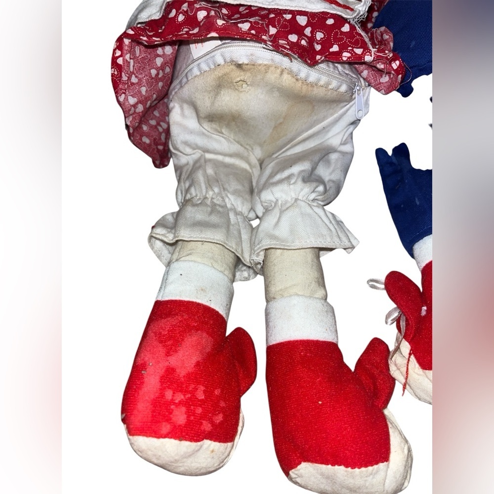 Heart-Themed Rag Doll Pair - Red and White - Picture 6 of 8